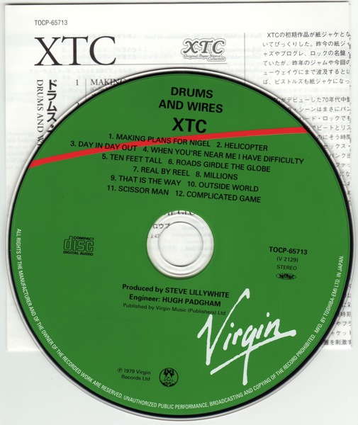 CD & lyrics, XTC - Drums and Wires +3